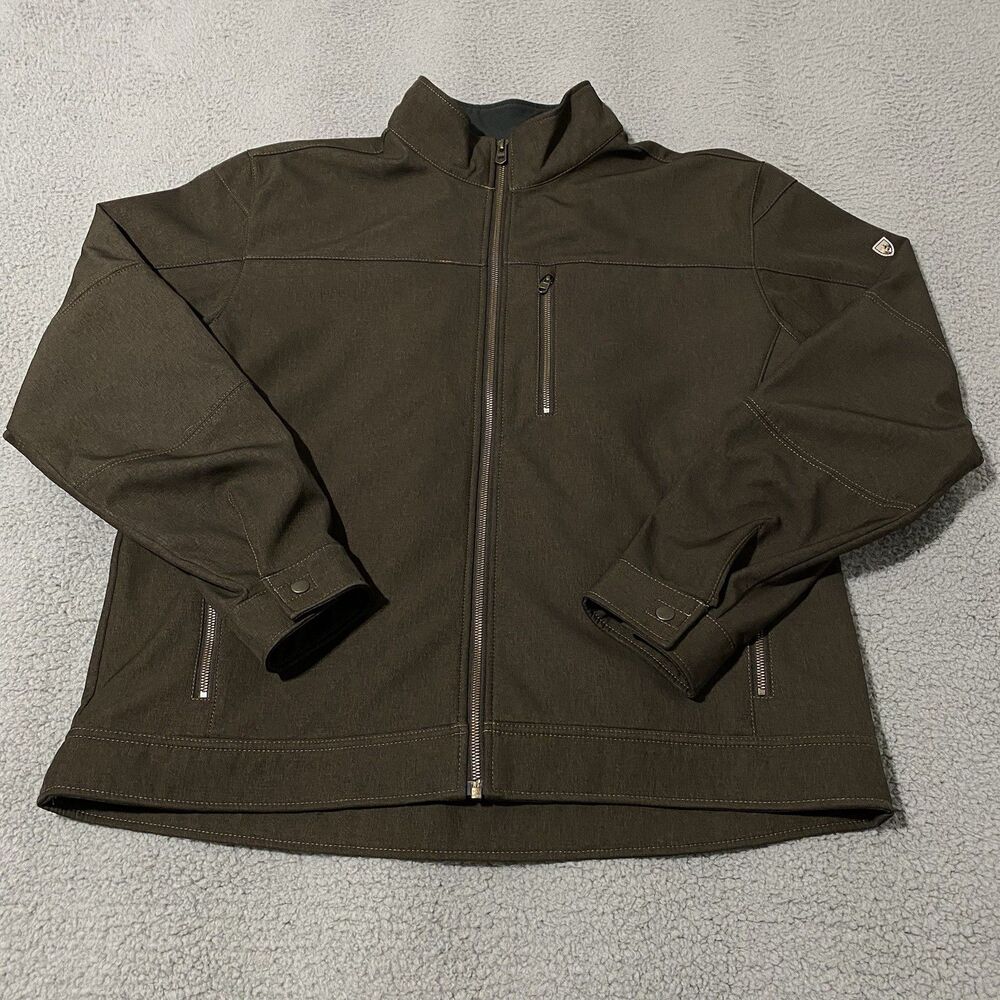 Kuhl Impakt Jacket Mens 2XL XXL Brown Shoft Shell Fleece Lined Outdoor